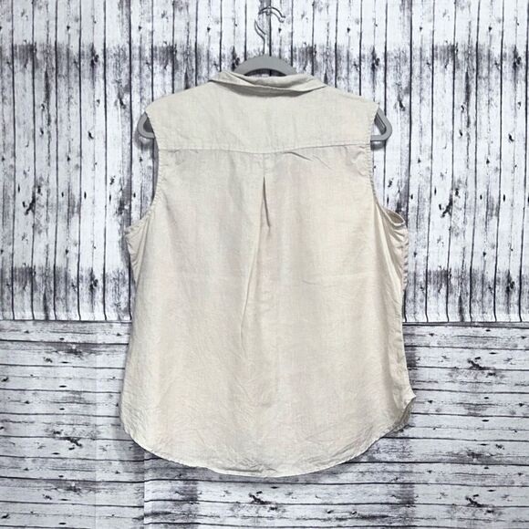 Lulu-B Linen Sleeveless Button Up Blouse - Picture 2 of 6